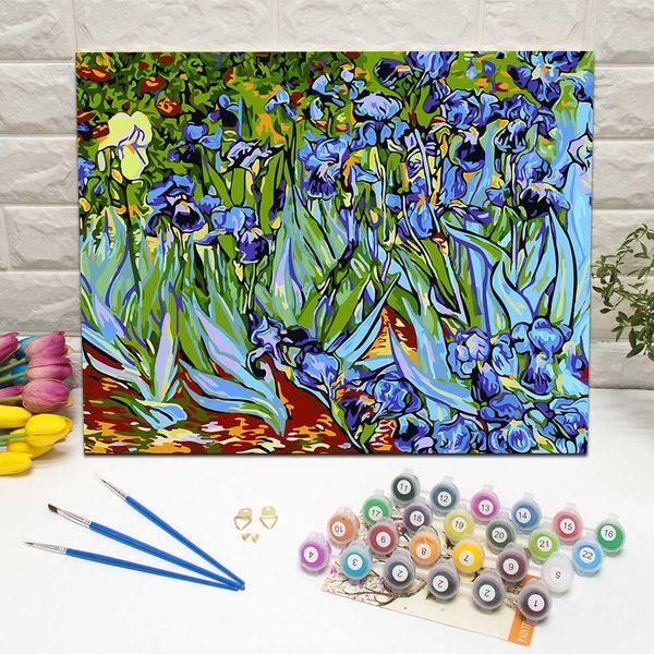 

framed vincent van gogh irises oil painting by number hand painted canvas wall art for living room decoration wall art 40x50cm