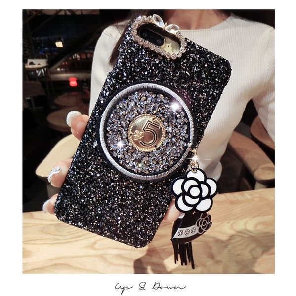 

YunRT luxury brand camellia glitter bling soft phone case for iphone 6 S 7 8 plus X XR XS MAX cover for Samsung Galaxy S8 S9 Note 8 A8