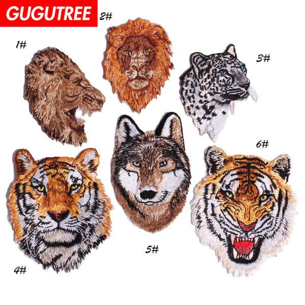 

gugutree embroidery tiger patches wolf patches badges applique patches for clothing, Black
