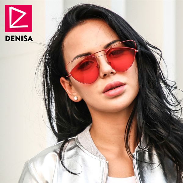 

denisa 2018 butterfly frame cat eye sunglasses women new fashion pink red retro sun glasses girls uv400 zonnebril dames g18632, White;black