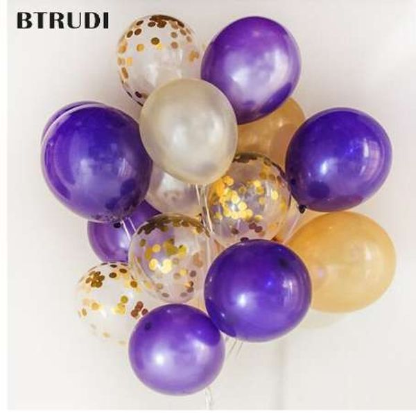 12 Inches Of Confetti Balloons Purple Gold Latex Balloons Holiday