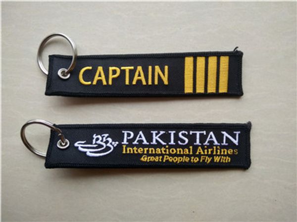 Capitão 4 Barras Paquistão International Airlines Grandes Pessoas Para Voar Com Tecido Bordado Piloto Chaveiro 13x2.8 cm 100 pcs muito