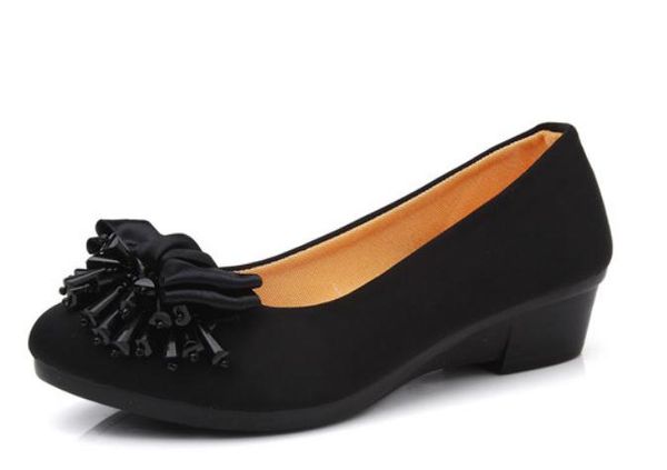 

send 2018 spring and autumn new style slope heel women's cloth shoes, Black