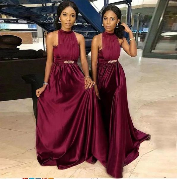 2019 Burgund Brautjungfernkleid Afrikanisches Nigeria Sommer Landgarten Formelle Hochzeit Party Gast Trauzeugin Kleid Plus Size Maßgeschneidert