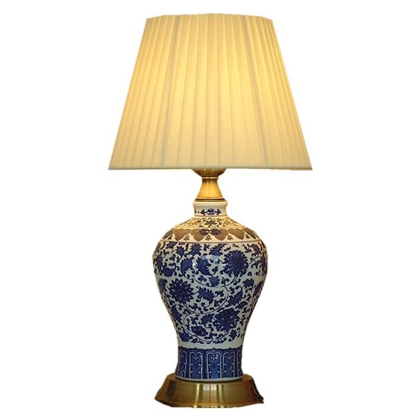 2019 Chinese Ceramic Porcelain Bedroom Bedside Table Light Classical Bronze Base Study Room Table Lamp Romantic Fabric Desk Lamp From Ouovo 83 42