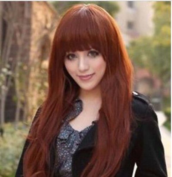 

red curly long hairstyle wig hair cos-play cosplay, Black;brown