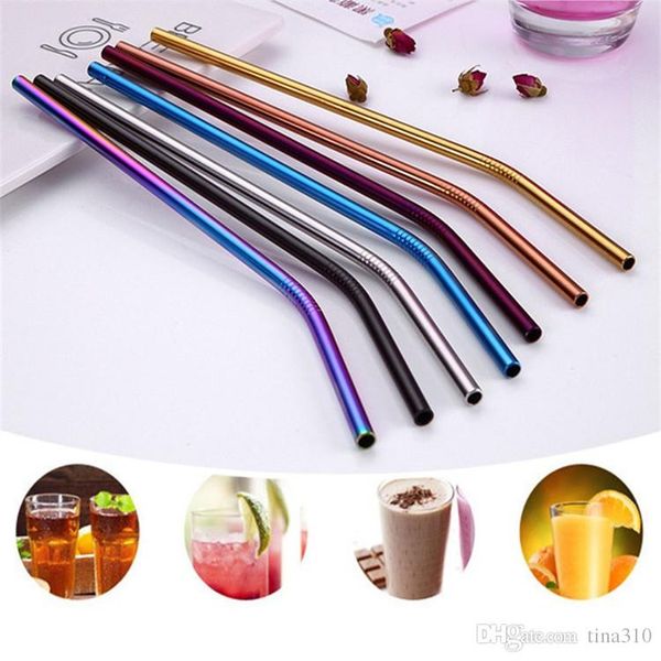 

Colorful tainle teel drinking traw 21 5cm traight bent reu able traw juice party bar acce orie 300pc t1i362