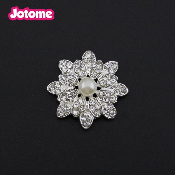 100pcs/lote de 26 mm de shinestone pérola FLOR BOTUTO DE VOLTA PARA CARTÃO DE CONVITO DE CASAMENTO