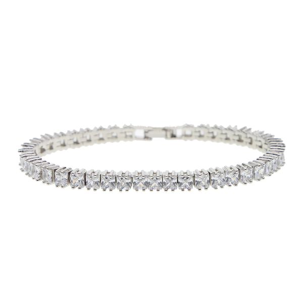 

fashion sqaure cz paved tennis bracelet bangle for men hip hop jewelry iced out mens tennis chain bracelet for men, Golden;silver