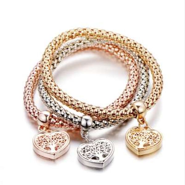 

"tree of life" heart edition charm bracelets for women gold color 2018 ethnic love crystal bracelets & bangles b158, Black