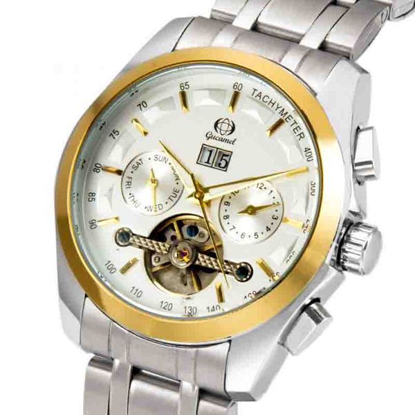 

wengle new gucamel precise tourbillon upscale commerce casual automatic weekly display calendar gift dress mechanical watches, Slivery;brown