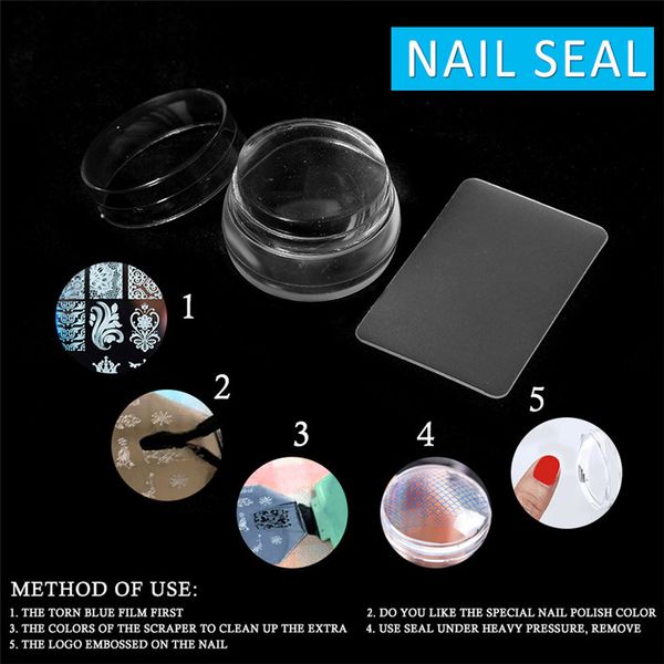 

a# new 2017 new jelly silicone image stamper scraper set nail art stamping tools nail art #1104, White