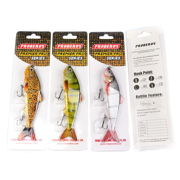

alice mouth fly fishing flicker minnow bass bait 12cm 17g 4 segments rattlin crank hard lure