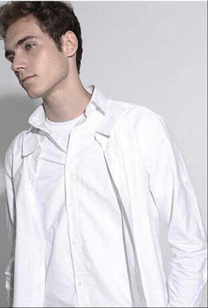 

customized plus size s-5xl new original men's clothing gd hair stylist fashion two door design long sleeve shirt, White;black