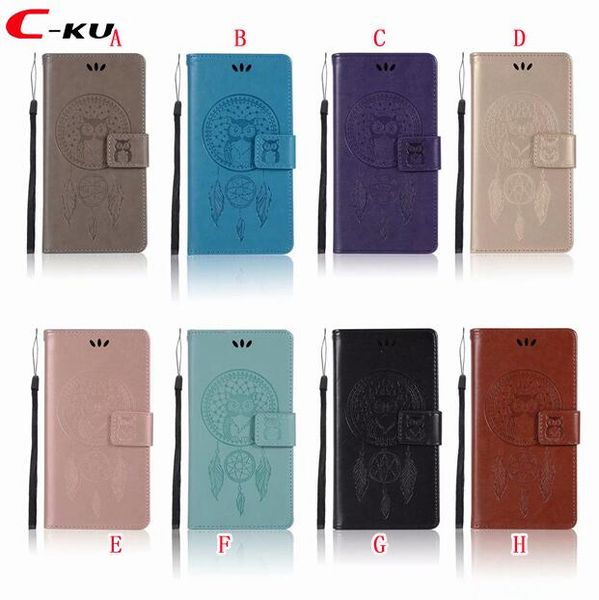 

owl strap wallet leather case for lg q7 g7 k10 2018 stylo 4 5 aristo 2 xiaomi 6x a2 redmi s2 nokia 4.2 id card stand dreamcatcher skin cover