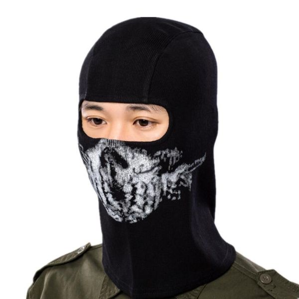 

outdoor sports headgear warm scarf cotton quick-drying fabric hat tactical mask bicycle riding face mask windproof ski p#, Black