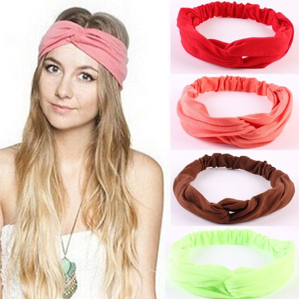 

1pc new stylish fashion women lady knotted twist hairband cotton yoga elastic headband hair band accessories, Brown