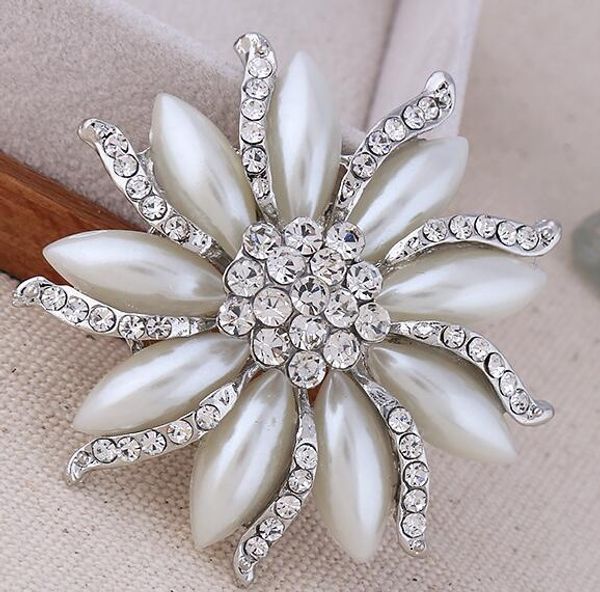 

rhinestone flower brooch jewelry for women/men fashion jewelry brooch pins metal scarf wedding gift diy jewellery accessories, Gray