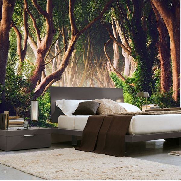 

custom p wallpaper 3d green forest nature landscape large murals living room sofa bedroom modern wall painting home decor