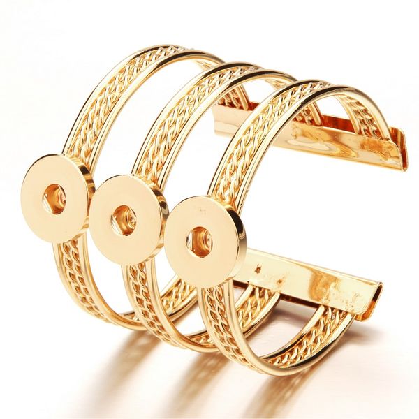 

noosa chunks snap jewelry gold silver alloy cuff bracelet 3buttons snap statement bracelet bangles fit diy 18mm snap button jewelry, Golden;silver