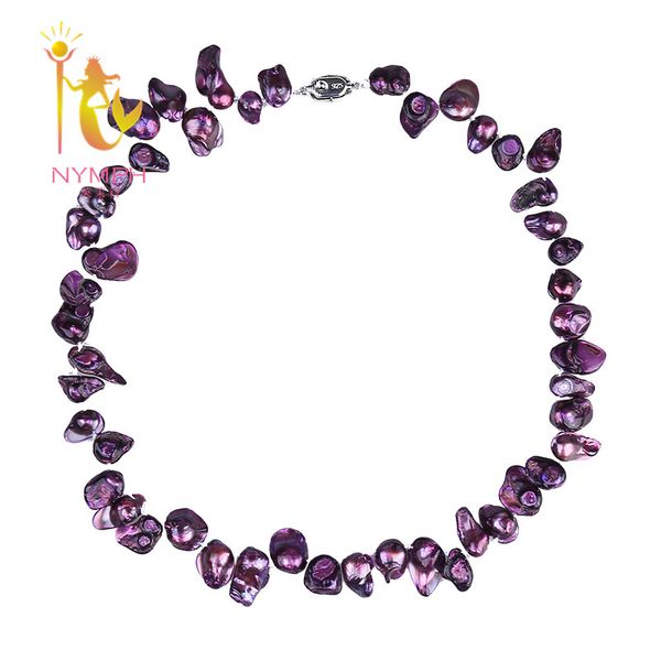 

nymph] baroque pearl necklace pearl jewelry genuine freshwater choker necklace 2017 new trendy fashion for party tx215, Silver