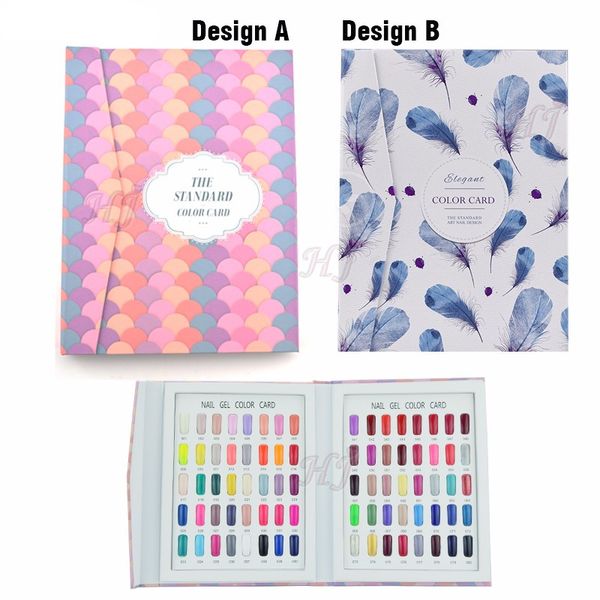 

nail practice & display 1 set professional 80 colors fan-shaped/feather pattern gel polish card book chart with false tips art salon
