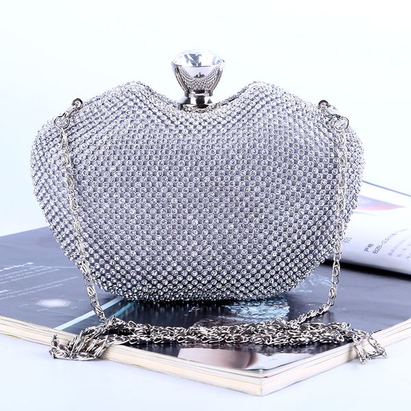 

diamond-studded handbags apple bag diamond the clutch lady's banquet bag 3 colors workmanship handbags handbag bags clutch bag, Black