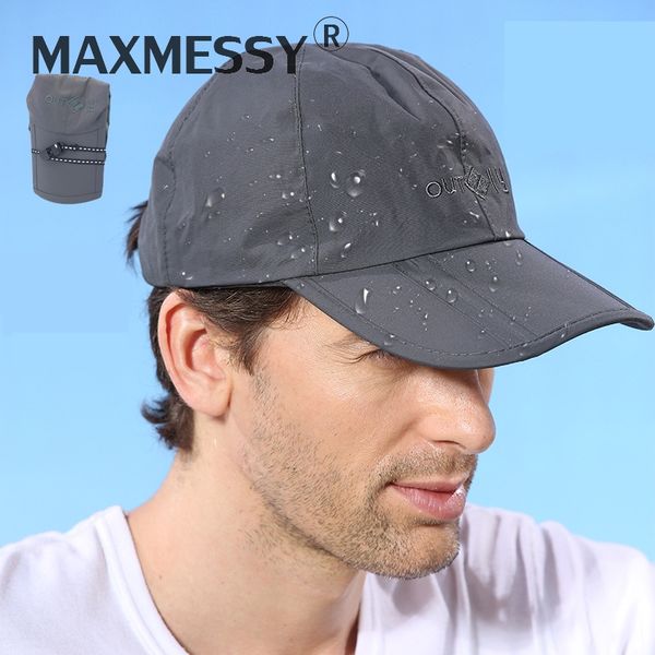 

maxmessy men outdoor sports waterproof baseball cap women anti-uv ponytail snapback sun hats adjustable folding hat gorras y021, Blue;gray