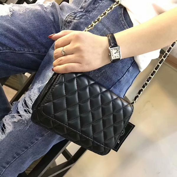 

Famous Brand Women Leather Handbags Vintage High Quality Women Metal Gold Chians Shoulder Bags #1112 #33814 Wallets Crosbody Bags Wallets