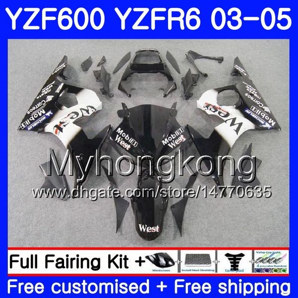 Karosserie für Yamaha YZF-600 YZF-R6 03 YZF R6 Black West Stock 2003 2004 2005 Karosserie 228HM.33 YZF 600 R 6 YZF600 YZFR6 03 04 05 Verkleidungsset