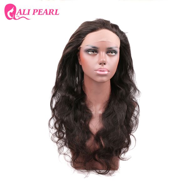 

alipearl hair brazilian body wave pre plucked 360 lace frontal with baby hair human natural hairline remy ing, Black;brown