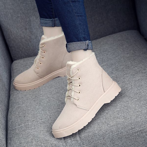 

women snow boots plush insole female boots for women autumn winter shoes faux suede keep warm non slip flats zapatos mujer, Black