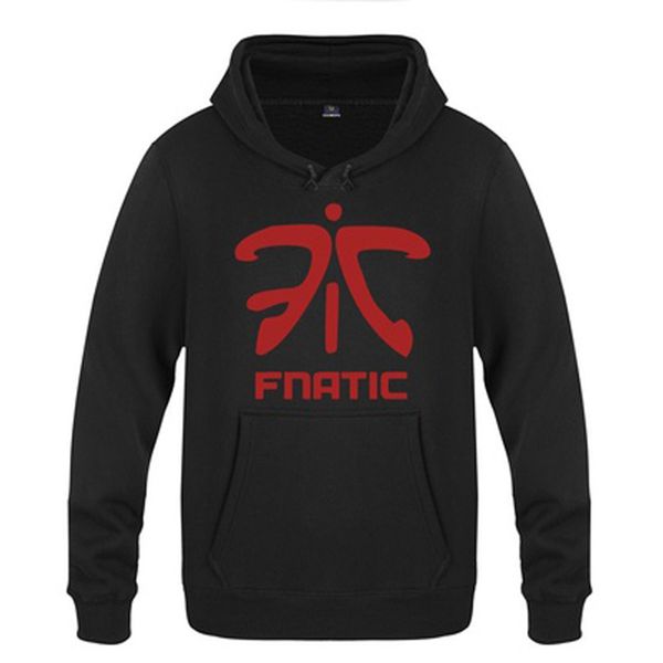 

LOL Fnatic логотип команды мужской черный взрослый пуловер с капюшоном флис с длинным