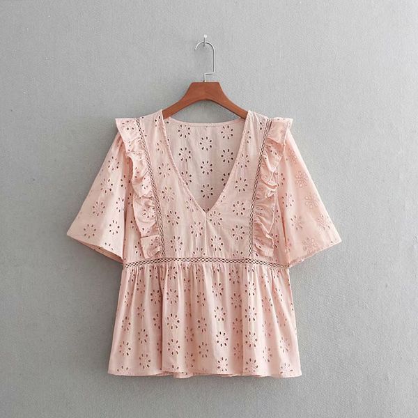 

2018 women vintage v neck lace patchwork hollow out embroidery kimono blouses shirt chic ruffles femininas blusas ls2492, White