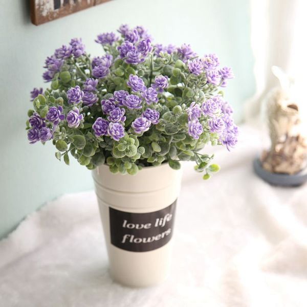 

27 heads lotus plastic flower with eucalyptus leaves artificial flower bouquet for home decoration plant wall garden decoration