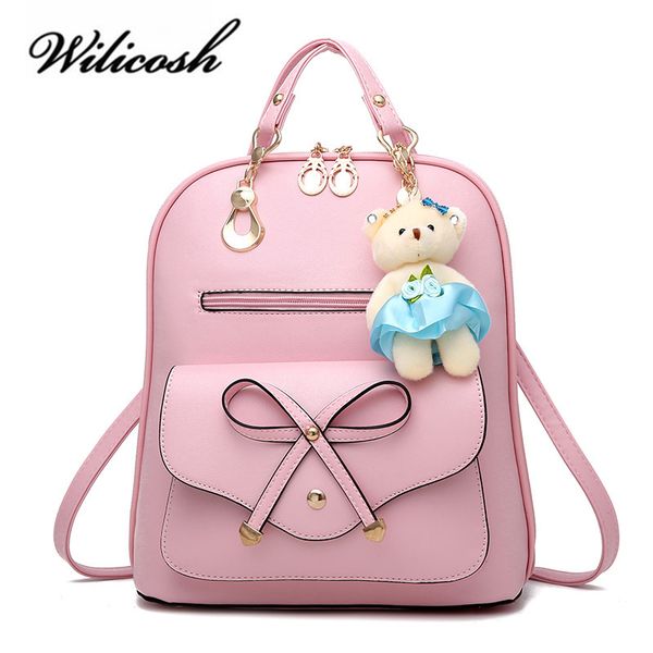 

cute bear women backpacks pu leather backpack women school bags for teenagers girls luxury female schoolbag wbs248