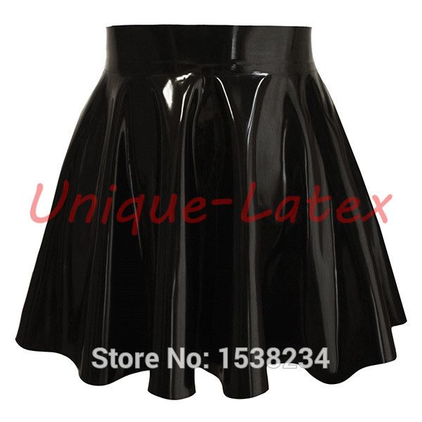 

latex skirt skater skirt rubber skater women's, Black