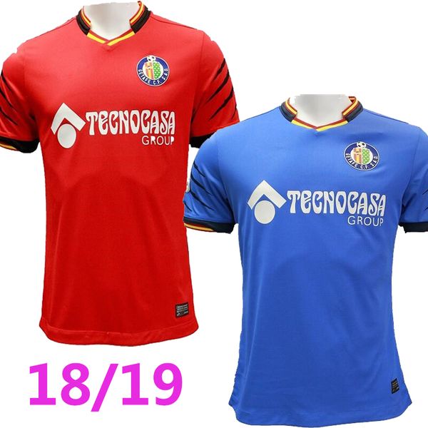 

2018 19 getafe fc home blue away red soccer jersey bergara arambarri maksimovic gaku shibasaki molina camiseta de fÃºtbol football jerseys, Black;yellow