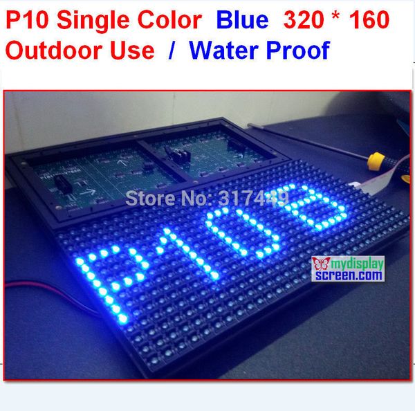 

p10 blue water proof led panel,320*160 32*16 hub12 monochrome p10 , single color blue module,10mm color outdoor led panel
