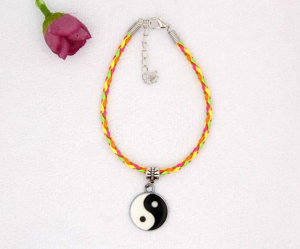 

цинковый сплав падение глазури инь ян очарование кулон 20 + 5 см цвет плетеный канат браслет женщины хэллоуин ювелирные изделия праздничные, Golden;silver