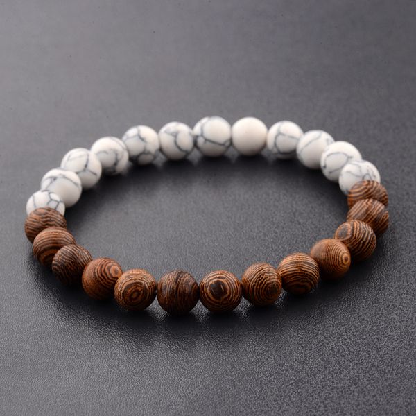 

8mm new natural wood beads bracelets men black ethinc meditation white bracelet women prayer jewelry