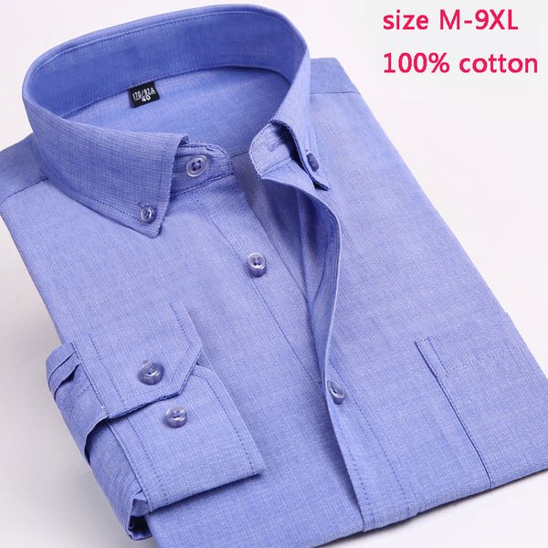 

solid new arrival 100%cotton mens dress fashion male autumn super large formal long-sleeve shirt plus size -8xl9xl, White;black