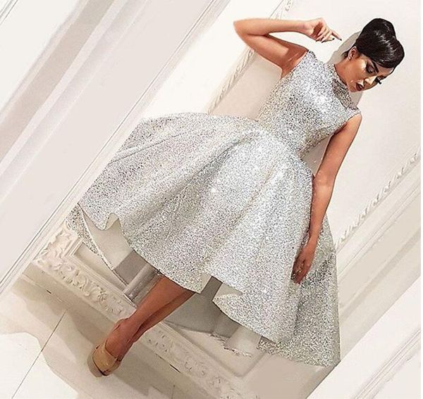 

Bling Muslim Evening Dresses 2019 Ball Gown Tea Length Seuqins Islamic Dubai Saudi Arabic Long Formal Evening Gown Prom Dress