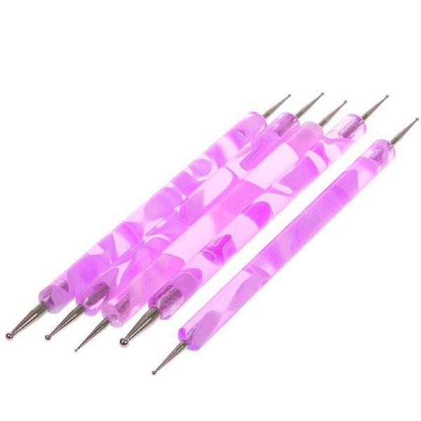 

2pcs/set wholesales fashion 2 way marbleizing nail dotting pen manicure tools nail art dotting tool set kits, Silver