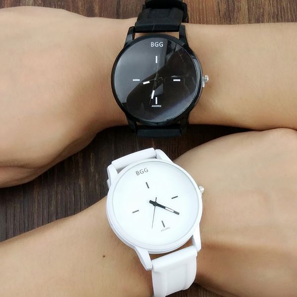 

classic black and white silicone quartz watch bgg brand women wristwatches lovers jelly casual watch ladies simple clock hours, Slivery;brown