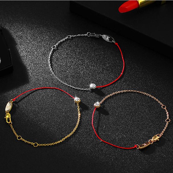 

korean red rope single drill hand rope gold bracelet decorated female year of fate, Black