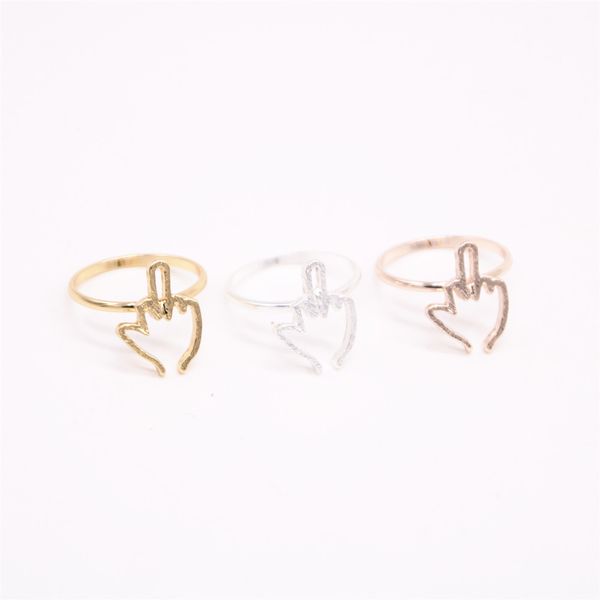 

gold silver color one-finger salute rings rock element finger rings wholesale gift for women