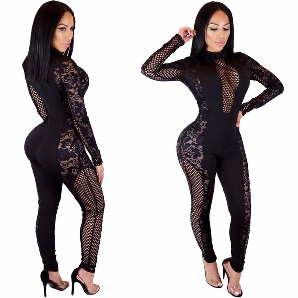 

summer rompers womens jumpsuit black lace overalls night club bodysuit playsuit catsuit sj3085, Black;white