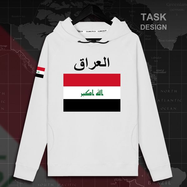 

republic of iraq iraqi iraqi irq mens hoodie pullovers hoodies men sweatshirt streetwear clothing hip hop tracksuit nation flag, Black