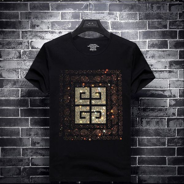 

Горный хрусталь мужской бренд футболки дизайнер топы GVIN роскошные с короткими ру